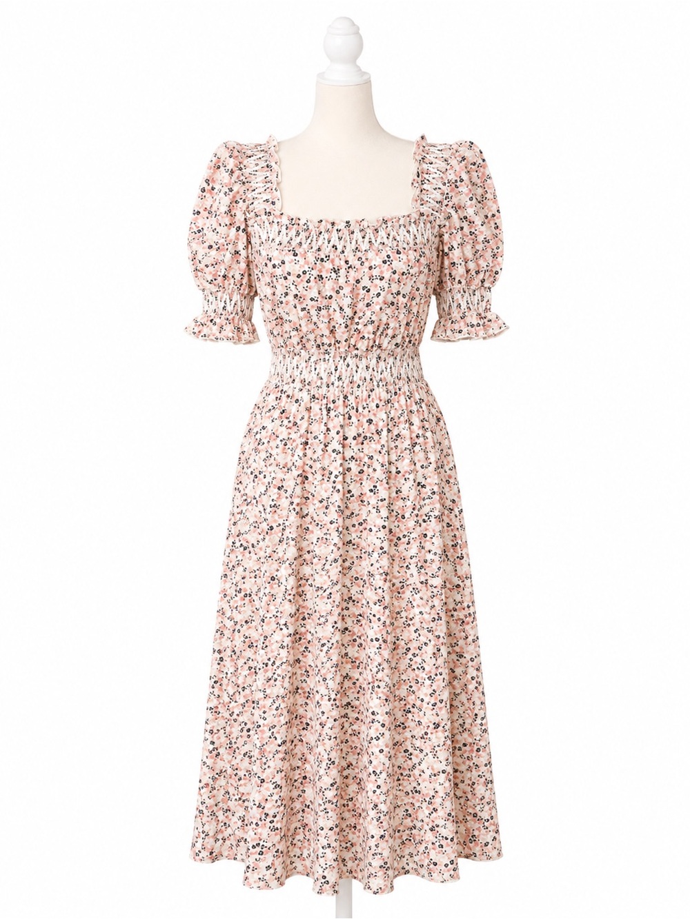 Kate & Lily Floral Smocked Midi Dress Womens Size 8 Prairie Cottagecore